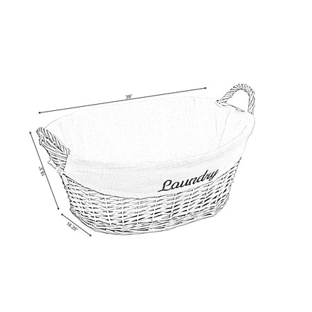 Vintiquewise Willow Laundry Hamper Basket with Liner and Side Handles QI003689